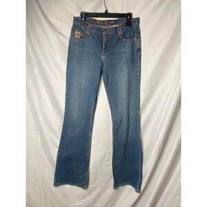 Vintage Cruel Girl Low Rise Boot‎ Cut Jeans Size 9 Long Denim Blue Orange Stitch